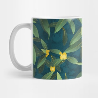 Loquat medlar flower in Autumn // pattern // dark background Mug